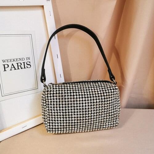 Soft Rhinestones Black Women Clutches Party Wedding Dinner Evening Bags Shoulder Chain Crystal Handbags