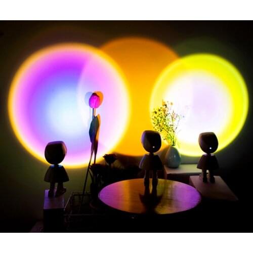 Wall Decor LED Robot Projector Atmosphere Light Touch Control Adjustable Sunset Rainbow Sun Background Projection Lamp