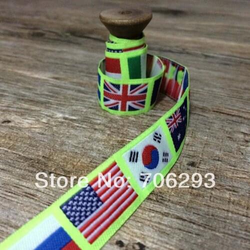 2014 NEW wholesale 5/8'' (16mmx10yards) Woven Jacquard Ribbon Color various national flag Cartoon ribbon KT2014042205