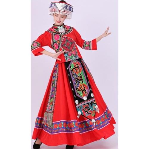 Hmong Clothes for Women Chinese Folk Dance Ethnic Style Embroidery classical Miao stage wear national festival costume