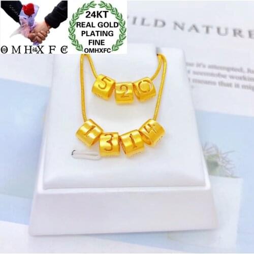 OMHXFC Jewelry Wholesale YM176 European Fashion Fine Woman Man Party Birthday Wedding Gift 5201314 24KT Gold Pendant Charm 1PC