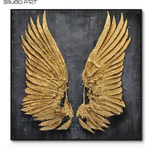 Excellent Painter Pure Hand-painted Fashion Wall Art Abstract Wings Oil Painting on Canvas Beauty Fine Art Wings Oil Painting