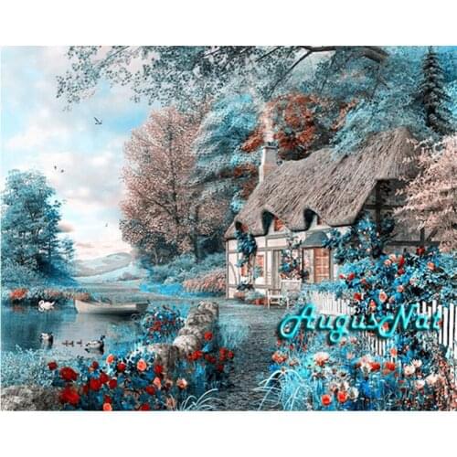 Scenery diamond painting full round resin beads poster house painting with diamonds trees wall art decor mosaic embroidery kit