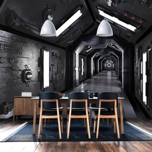 Custom Photo Wallpaper 3D Stereoscopic Tunnel Space Poster Mural Retro Restaurant Cafe KTV Living Room Background Wall Painting
