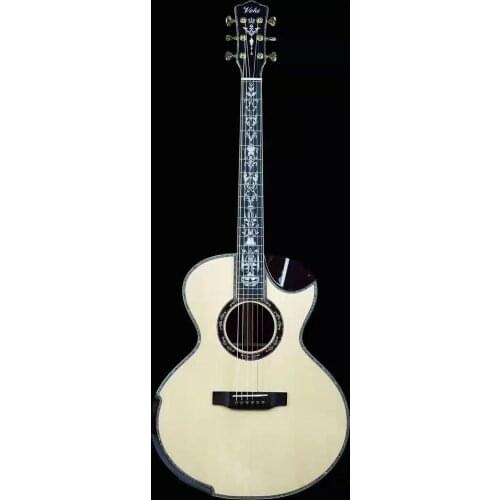 Made in Taiwan Voki brand 40 inch full solid wood handcraft acoustic guitar, acoustic electric guitar