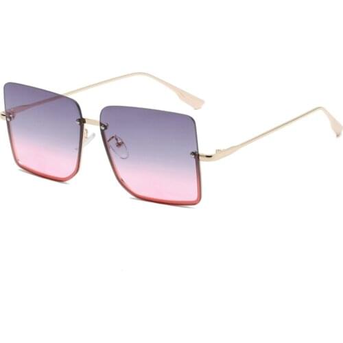 Trending Square Sunglasses Women 2021 Fashion Oversized Sunglass Half Frame Men Luxury Brand Designer UV400 Shades Eyewear Pink