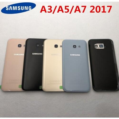 Back Glass + Camera glass For Samsung Galaxy A3/A5/A7 2017 A320 A520 A720 Back Battery Glass Cover Rear Door Housing Case