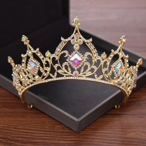 Wedding Bridal Crystal Tiara Crowns Princess Wedding Hair Accessories Colorful Crystal Crown For Bride Head Jewelry Decoration