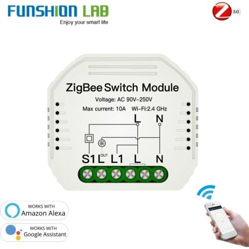 Tuya ZigBee 3.0 Smart Light Switch Module Smart Life/Tuya Wireless Remote Control, Work with Alexa Google Home for Voice Control
