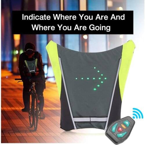 Bicycle Vest 5 LED Signal Safety Light Outdoor Cycling Wireless Remote Control LED Bike Lights Vest for Hiking Riding Climbing