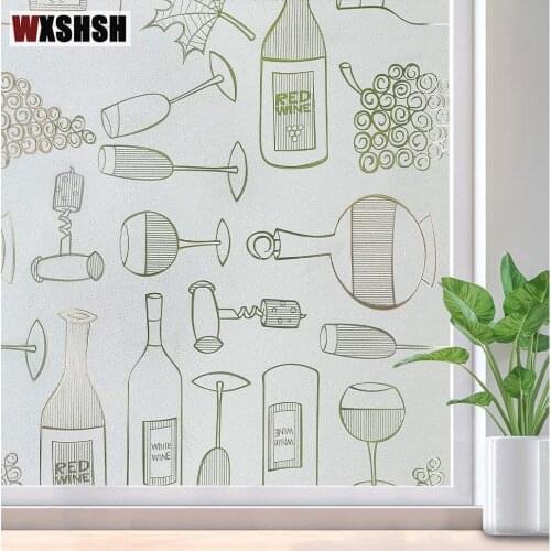 Wine Tableware Glass Film Static Cling Private Heat Control Drop-Shipping Removable Sticker For Restaurant Dinning Room Bedroom