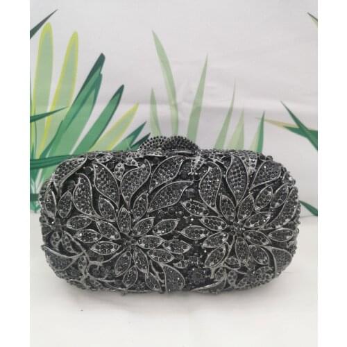 XIYUAN Lady Rhinestone Black Clutch Bags Women Evening Bags Hollow Out Wedding Purses and Handbags Bridal Crystal Minaudiere Bag