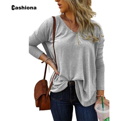 Plus size 3xl Women Elegant Leisure Casual Knitted T shirt Gray Blue Womens Top Vintage 2020 Spring Autumn Shirt Clothing Femme