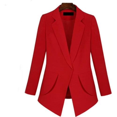 2019 Autumn New Extra Large Code Womens Slim Red Women Suit Jacket Long Plus Size 4XL 5XL Female Blazer Coat Lady Outerwear