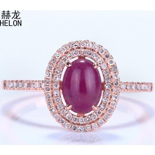 Solid 14K Rose Gold Flawless 7x5mm Oval 1.16ct Ruby Engagement Wedding Natural Diamonds Gemstone Elegant Lady Fine Jewelry Ring