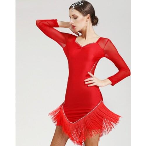 Tassel Diamonds Women Latin Dress Lady Stage Performance Cha Cha/Rumba/Samba/Tango/Ballroom Dance Dress