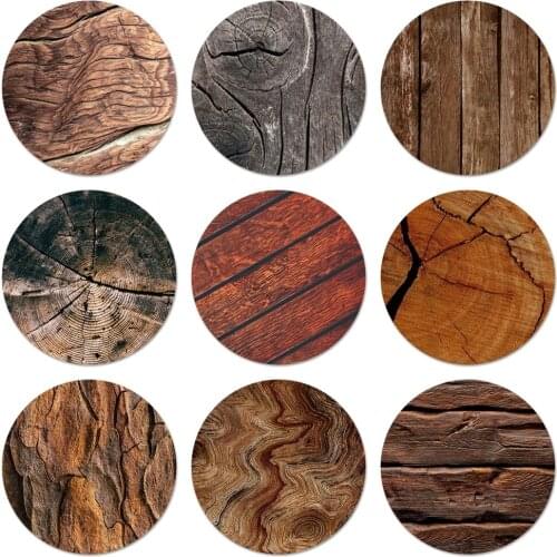Pattern Wood Textures Icons Pins Badge Decoration Brooches Metal Badges For Clothes Backpack Decoration 58mm