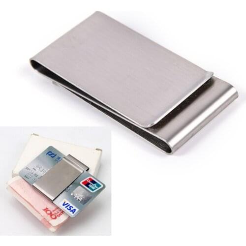 1PCS Credit Card Money Holder Steel Clip Clamp Silver Stainless Steel Slim Double Sided Men Women Money Clip