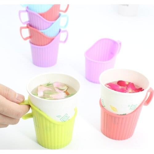10pcs/set Cup Handle Heat-resistant Cup Holder Disposable Paper Plastic Polystyrene Cup Holder Non-slip Cup Holder