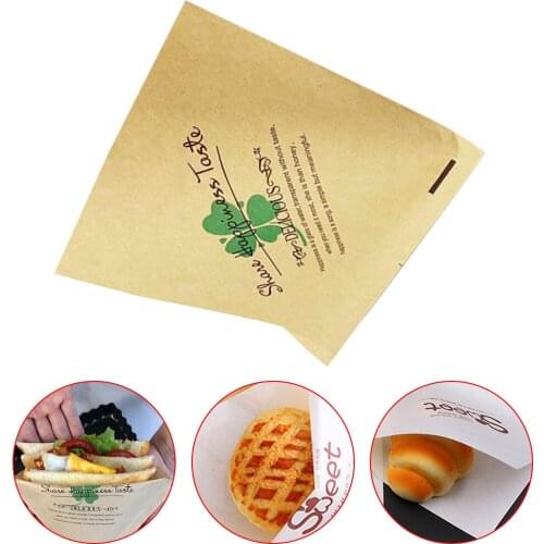 100Pcs Sandwich Bags Grease Proof Kraft Paper Bag Packaging for Dessert Breads Candy Snacks