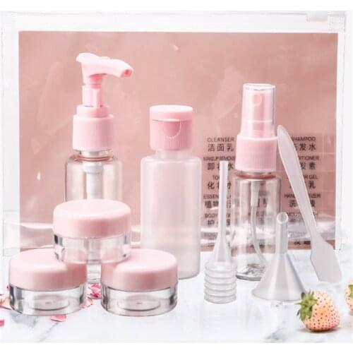 11 pc/Set Travel Mini Makeup Cosmetic Face Cream Bottles Plastic Transparent Empty Make Up Container Travel Accessories