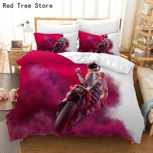 2/3 PCS Motorcycle Racing Bedding Set Red Printed Home Textile Cartoon Sports Duvet Cover Bedspread Luxury Bed Linen Quilt Gift