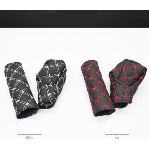 2 In 1 Set Car Faux Leather Gear Shift Knob Cover Hand Brake Cover Sleeve Car-mounted Hand Brake Block Gear Shift Collars Cover