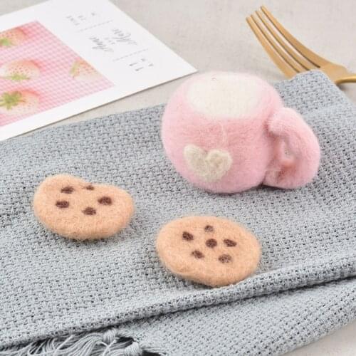 3 Pcs/Set DIY Baby Wool Felt Milk Tea Cup+Cookies Decorations Newborn Photography Props Infant Photo Shooting Accessory
