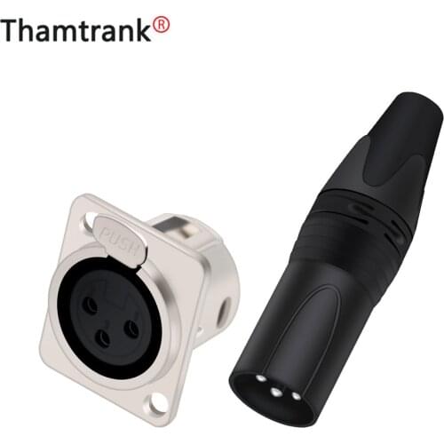 5Sets/lot 3 Pin XLR Connector 5PCS XLR Female Panel Mount Chassis + 5PCS XLR Male Plug in a Set Microphone Connector Adapter