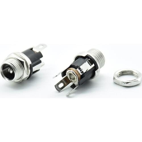 5Pcs 5.5mmx2.1mm DC Power Jack Socket Female Panel Mount 3-Pin Electrical Socket Adapter Connector