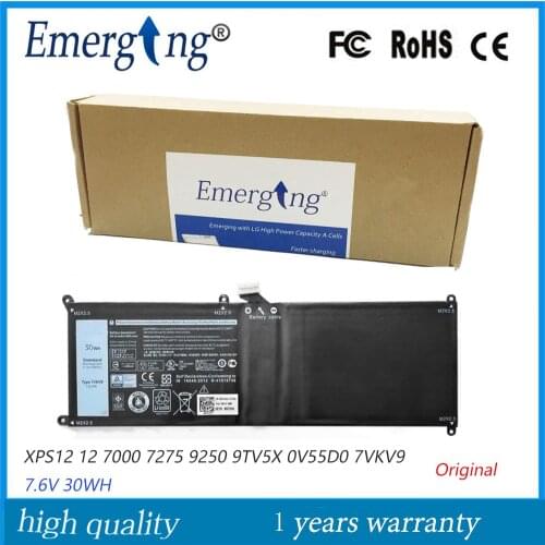 7.6V 30Wh New Original Laptop Tablet Battery 7VKV9 for Dell Latitude XPS 12 7000 7275 9250 9TV5X
