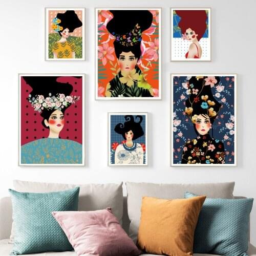 Abstract Girl Hair Flower Fashion Vintage Wall Art Canvas Painting Nordic Posters And Prints Wall Pictures For Living Room Decor