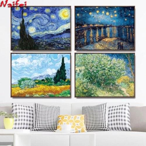 Diamond Embroidery Home Decoration Art Wall Pictures For Living Room Diamond Paintings Netherlandish Vincent Van Gogh Starry Sky