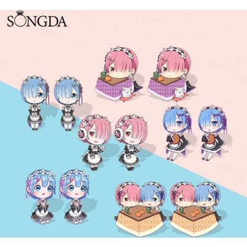 Anime Re:Zero Starting Life in Another World Earrings Acrylic Figures Art Photo Resin Epoxy Earrings For Fans Kids Girl Jewelry