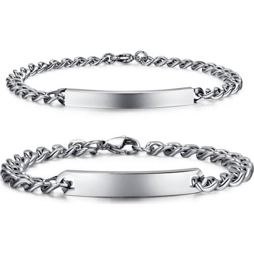 7mm Stainless Steel ID Bracelet & Bangle Classic Silver-color High Quality Trendy Man Woman Jewelry