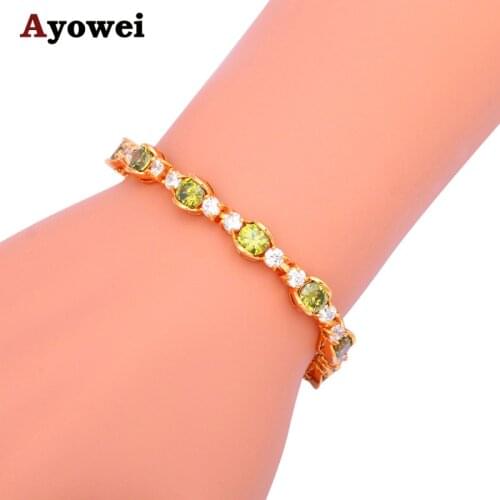 New Coming High Quality Light Green Crystal Yellow Gold color Peridot Bracelets Wholesale & Retail Fashion Jewelry TBS986A