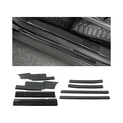 Black Inner + Outer Door Sill Threshold Plate Cover 2pcs For Ford Explorer 2020