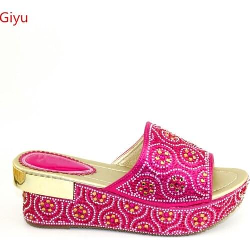 Doershow Most Popular fuchsia Shoes Woman African Sandals low Heels Free Shipping!!SKU1-16