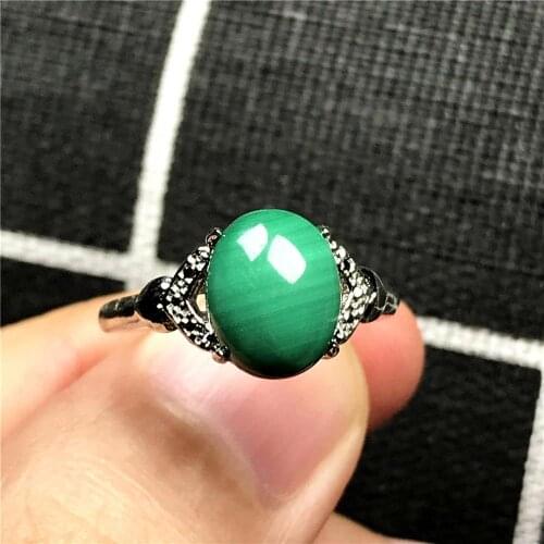 Top Natural Green Malachite Chrysocolla Ring Jewelry For Woman Lady Man 10x8mm Beads Crystal Silver Adjustable Size Ring AAAAA