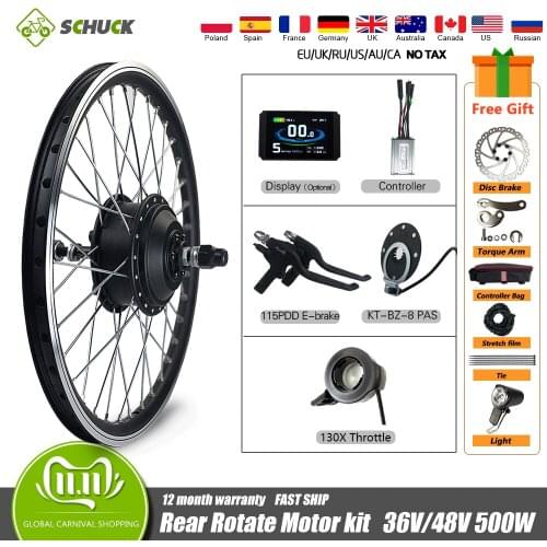 Electric Bike Conversion Kit 36V 48V 500W Rear Rotate Wheel Motor All Waterproof Plug 16-29 Inch 700C For eBike Conversion Kit