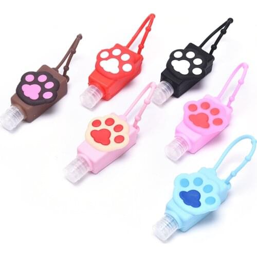 Cats paw shape Silicone Hand Sanitizer Holder Travel Portable Safe Gel Holder Hangable Liquid Soap Dispenser Containers