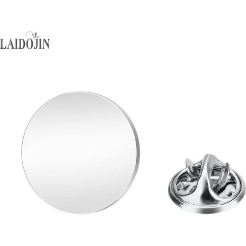 LAIDOJIN Square Brooch Pin Badges High quality Round Blank Silver color Lapel Pin Suit Coat Hats Accessories Decorated