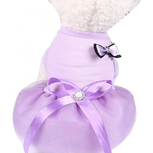 Summer Dress Bowknot Design Party Wedding Dog Puppy Princess Dress comfortable soft cotton Pet Skirt Costume