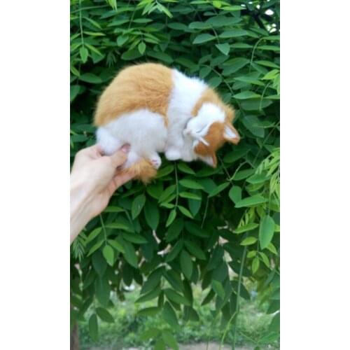 Simulation sleeping cat 20x14cm model, sounds miaow cat ,polyethylene&furs toy,prop.home decoration Xmas gift w4201