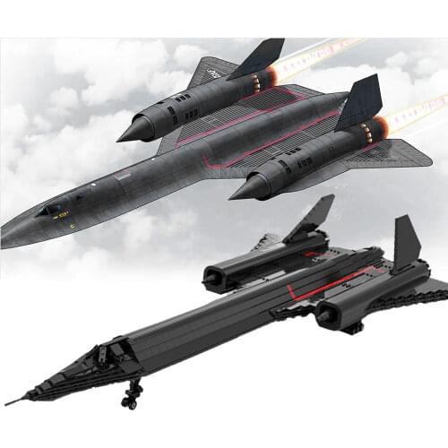 MOC Dark SR-71 Bird Space Wars Fighter Building Blocks Kit Battle Airplane Bricks Reconnaissance Aircraft Toys For Children Gift