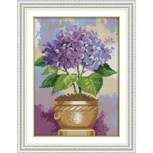 Purple floret 2 cross stitch kit aida 14ct 11ct count printed canvas stitches embroidery DIY handmade needlework