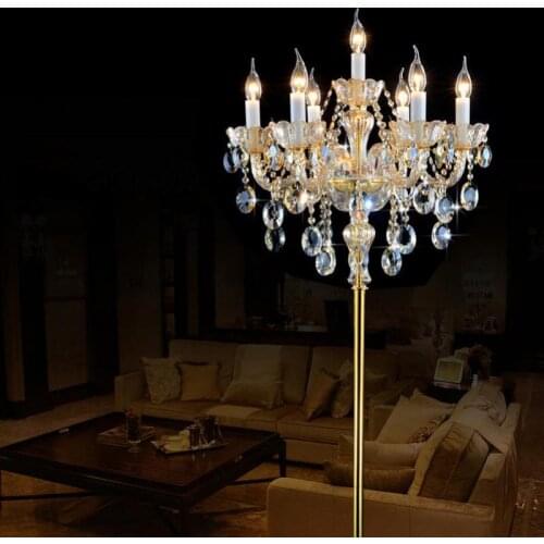 7 arms champagne crystal floor lamp modern Led wedding candlestick living room floor lamps bedroom bedside floor light Lambader