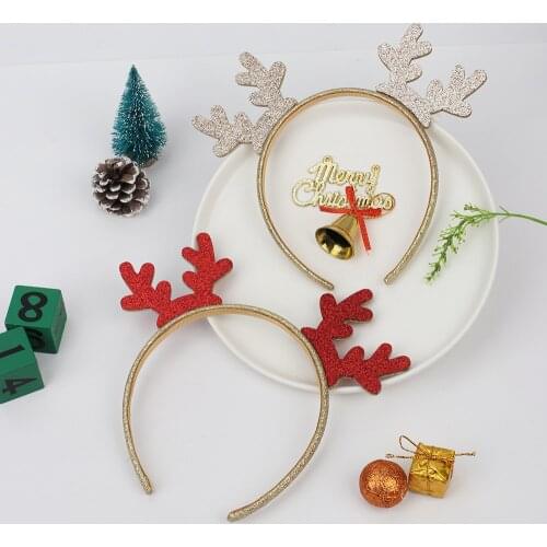 Ncmama Girls Christmas Headbands Hair Clips Cute Kid Children Antler Hairband Hat Hair Clips Headwear Christmas Hair Accessories