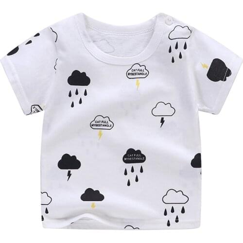 2-8Y Cartoon Print Baby Boys T Shirt For Summer Infant Kids Boys Girls Character T-Shirts Clothes Cotton Toddler Letter Tops