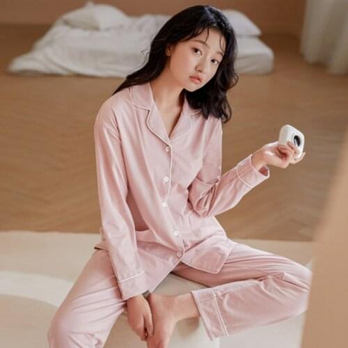 Plus Size 2021 Autumn Long Sleeve Cotton Pajama Sets for Women Korean Sleepwear Suit Pyjamas Homewear Pijama Mujer Home Clothes
